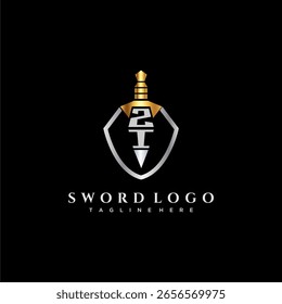 ZI letter luxury monogram for shield and sword style image