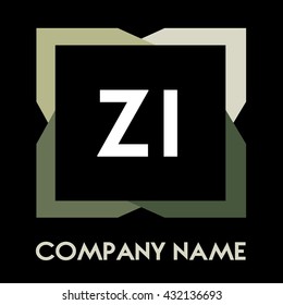 ZI letters business logo creative  icon design template elements in abstract background logo, design identity in square with four colors, modern alphabet letters