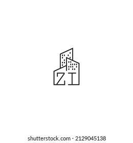 ZI line concept logo in high quality professional design that will be best for companies related to real estate
