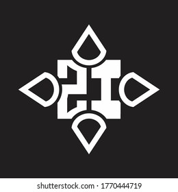 ZI Logo monogram with four cone rounded by the shape design template