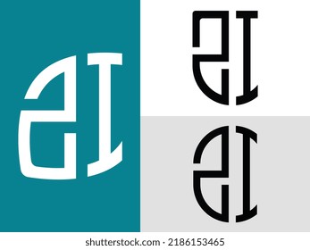 ZI modern initial letter logo design vector bundle. It will be suitable for which company or brand name start those initial.