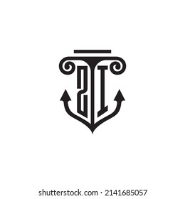 ZI pillar and anchor combination concept logo in high quality design