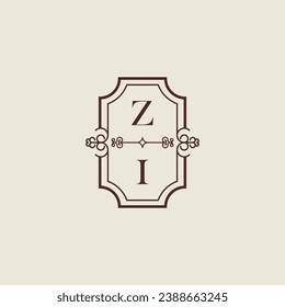 ZI vintage wedding initial logo in high quality professional design that will print well across any print media