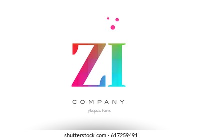 ZI Z I creative rainbow colors colored artistic alphabet company letter logo design vector icon template