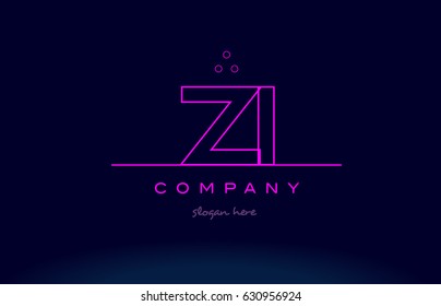 zi z i letter alphabet text pink purple dots contour line creative company logo vector icon design template