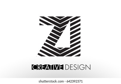 ZI Z I Lines Letter Design with Creative Elegant Zebra Vector Illustration.