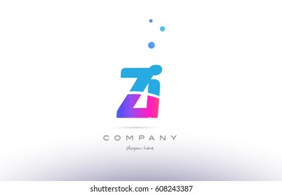 zi z i  pink purple blue white uppercase lowercase modern creative alphabet gradient company letter logo design vector icon template