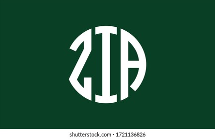 ZIA Circle Emblem Abstract Monogram Letter Mark Vector Logo Template