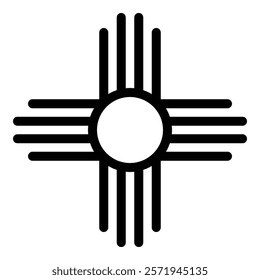 Zia symbol ancient sun emblem element of New Mexico flag icon black color vector illustration image flat style