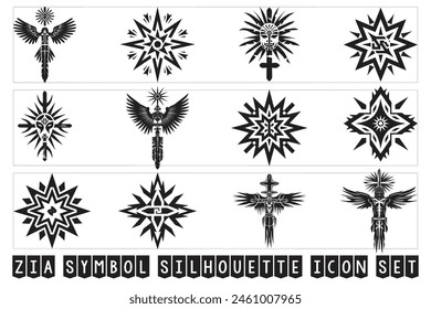Zia symbol silhouette icon, Zia sign symbol silhouette, Zia symbol vector art