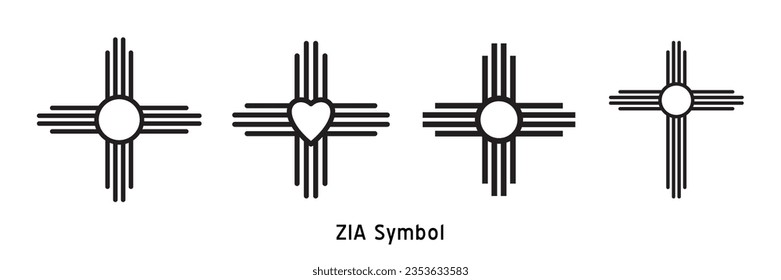 Zia symbols set. Antient Native Americans sign vector isolated icon. New Mexico state logo.