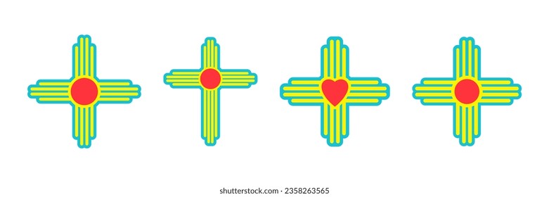 Zia symbols set. Antient Native Americans sign vector isolated icon. New Mexico state logo.