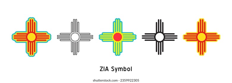 Zia symbols set. Antient Native Americans sign vector isolated icon. New Mexico state logo.