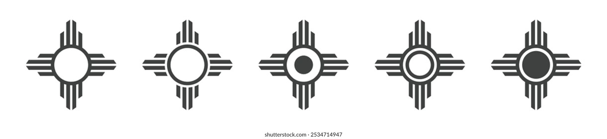 Zia vector symbol icons set. Zia icon