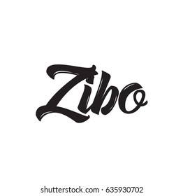 zibo, text design. Vector calligraphy. Typography poster. Usable as background.