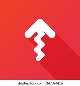 Up zig zag arrow icon. Modern design flat style icon with long shadow effect