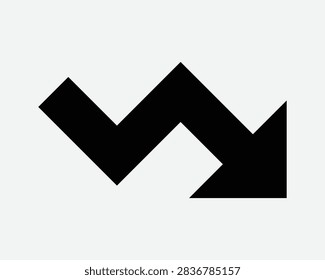 Zig Zag Arrow Pointing Down Icon Pointer Direction Position Downward Symbol Fall Decrease Stock Market Sign