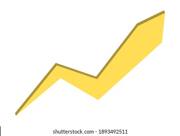 Zig Zag Arrow Rising Up. Abstract Arrow In Yellow Color, Vector Illustration.