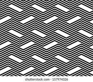 Zig zag black and white geometric seamless pattern, vector background.