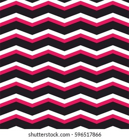 Zig zag chevron black, pink and white tile vector pattern