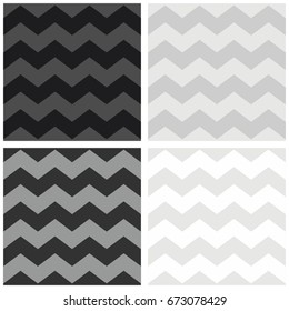 Zig zag chevron grey, black and white tile vector pattern