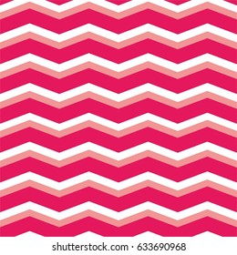 Zig zag chevron pink and white tile vector pattern