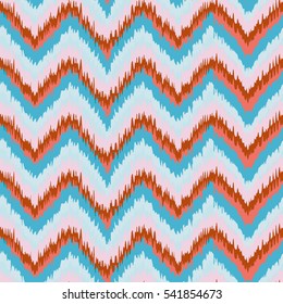 Zig zag chevron tradition ikat ornament. Vector zigzag striped seamless pattern. Hand drawn geometric pattern.