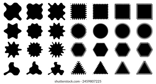 Zig zag edge rectangle shape collection. Jagged rectangular elements set. graphic design elements for decoration, banner, poster, template, sticker, badge.