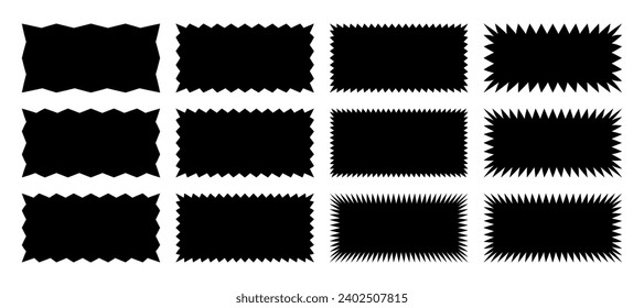 Zig zag Edge Rectangle Shapes Set. Vector Wavy Box Rectangular. Abstract Elements for Prints, Packaging, Web Design and Social Media