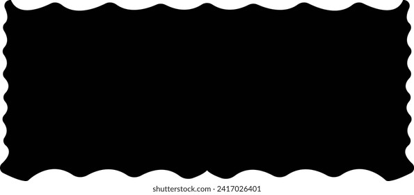 Zig zag edge rectangle shapes frame. Simple geometrical monochrome shapes. Jagged patches. Black graphic design elements for decoration, banner, poster, template, sticker, badge, collage. Vector.