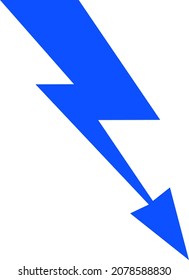 Zig zag falling arrow icon. Blue lightning bolt sign