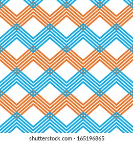 Zig zag geometric pattern, vector retro style background.
