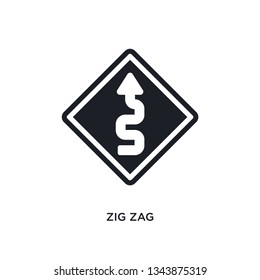zig zag isolated icon. simple element illustration from traffic signs concept icons. zig zag editable logo sign symbol design on white background. can be use for web and mobile