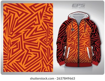 zig zag lightning orange red pattern design, illustration, textile background for sports t-shirt, football jersey shirt mockup for football club. consistent front view