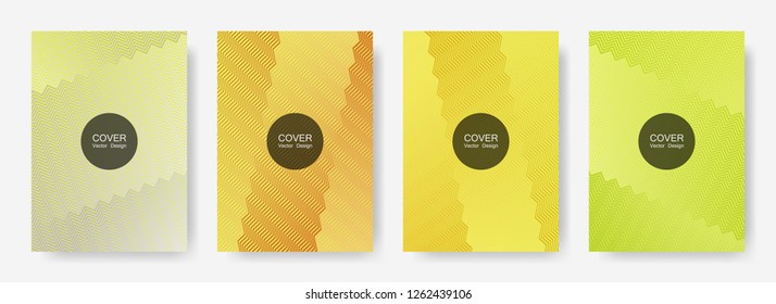 Zig zag lines halftone banner templates set, gradient stripes texture vector backgrounds for   business covers. Trendy zig zag gradient line stripes composition. Certificate backdrops design.
