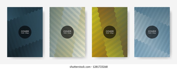 Zig zag lines halftone banner templates set, gradient stripes texture vector backgrounds for   catalog covers. Vivid zig zag gradient line stripes pattern. Certificate backdrops design.
