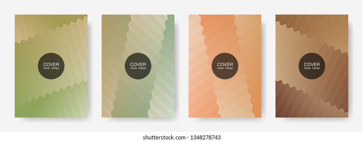 Zig zag lines halftone banner templates set, vector backgrounds for   brochure covers. Vivid zig zag gradient line stripes pattern. Certificate backdrops design.