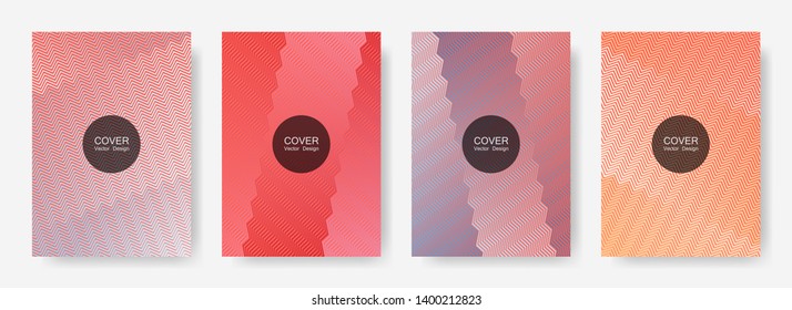 Zig zag lines halftone banner templates set, gradient stripes texture vector backgrounds for   cover layouts. Vibrant zig zag gradient line stripes pattern. Certificate backdrops design.