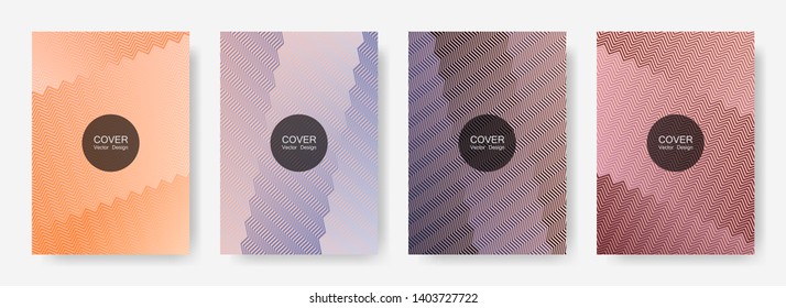 Zig zag lines halftone banner templates set, vector backgrounds for   catalog covers. Vibrant zig zag gradient line stripes pattern. Certificate backdrops design.