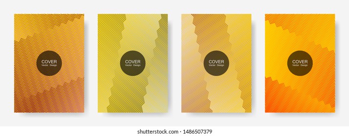 Zig zag lines halftone banner templates set, gradient stripes texture vector backgrounds for brochure covers. Vibrant zig zag gradient line stripes pattern. Corporate folders design.