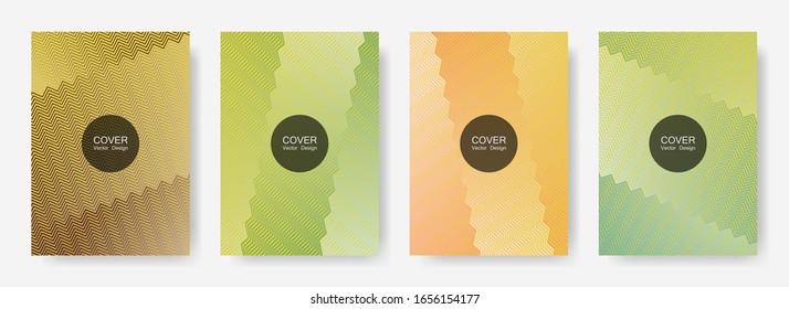 Zig zag lines halftone banner templates set, vector backgrounds for   business covers. Geometric zig zag gradient line stripes composition. Advertising banners set.