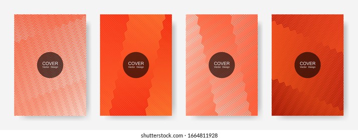 Zig zag lines halftone Banner Templates Set, Vektorillustration Hintergründe   Deckschicht-Layouts. Einfache Zag-Farbverlauf-Linienkomposition. Das Design des Zertifikats-Hintergrundes