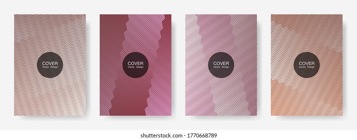 Zig zag lines halftone banner templates set, gradient stripes texture vector backgrounds for   annual reports. Modern zig zag gradient line stripes composition. Brandibng banner templates.