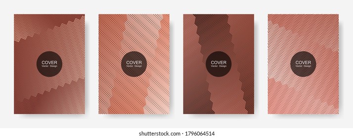 Zig zag lines halftone Banner Templates Set, Farbstreifen Textur Vektorhintergründe für   Geschäftsabdeckung. Laconische Zag Farbverlauf-Linie Streifen Zusammensetzung. Corporate Folder-Design.