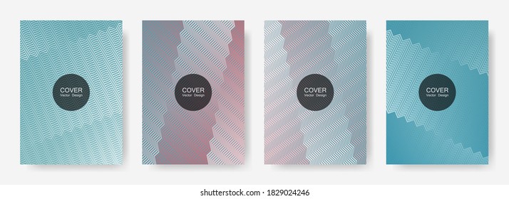 Zig zag lines halftone banner templates set, gradient stripes texture vector backgrounds for   catalog covers. Vivid zig zag gradient line stripes pattern. Poster backdrops collection.