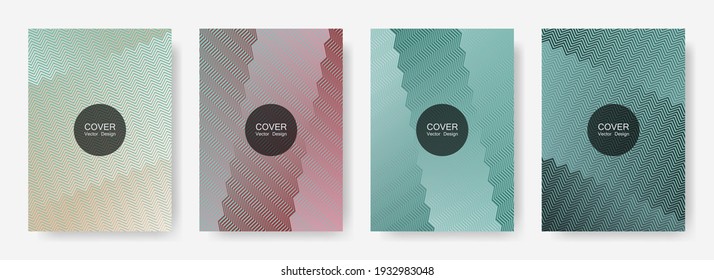 Zig zag lines halftone banner templates set, gradient stripes texture vector backgrounds for   cover layouts. Modern zig zag gradient line stripes composition. Poster backdrops collection.