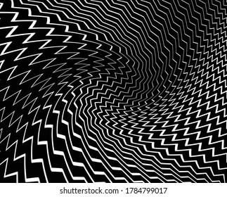 Zig Zag lines pattern. Black wavy line on white background. Abstract wave vector illustration. Digital paper for page fills, web designing, textile print. Vector art