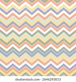 Zig zag Missoni seamless vector repeat pattern retro pastel color theme.