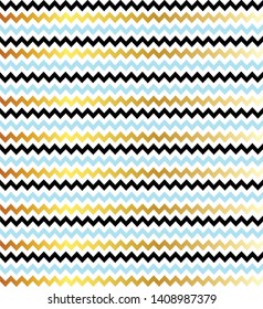 zig zag pattern pastel blue black gold and white background vector design