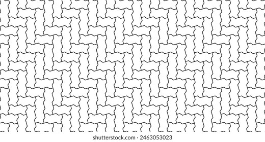 Zig zag paving blocks pattern. Seamless landscape interlocking herringbone brick texture in vector. Digital and print background wallpaper visual material. 